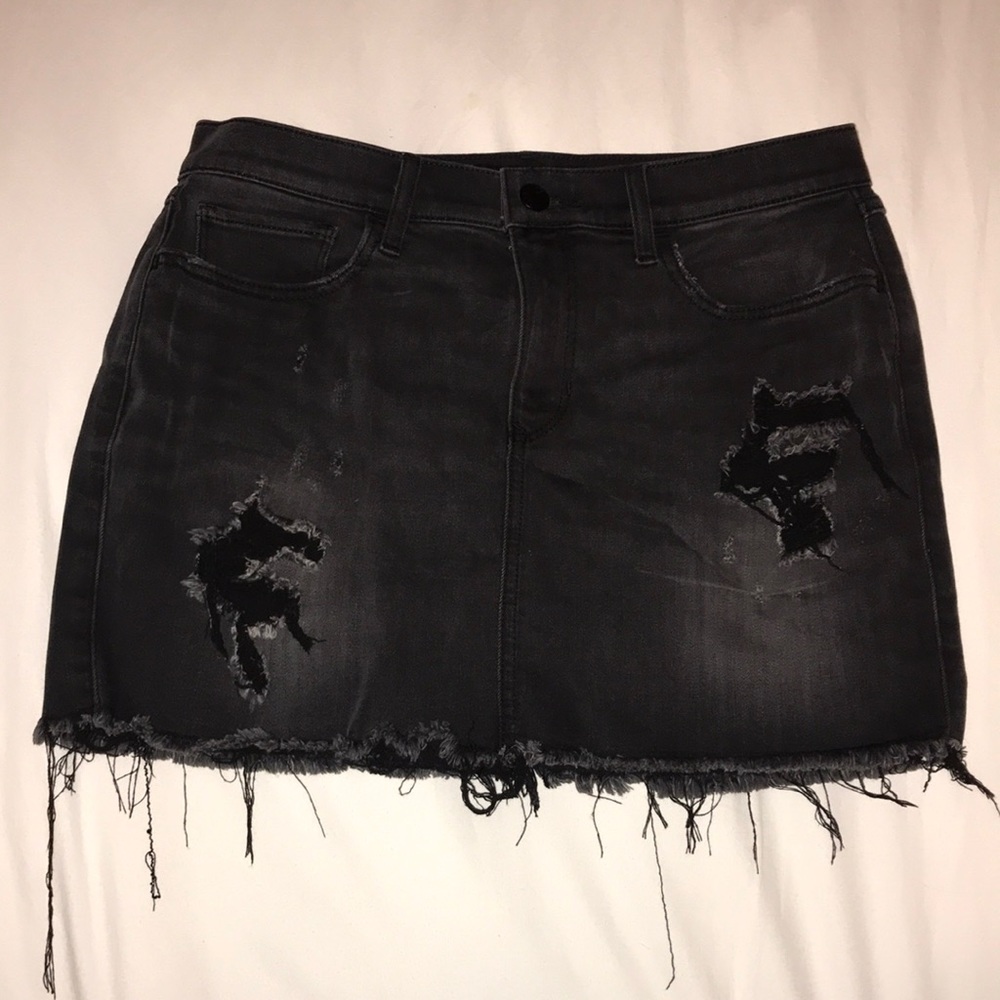 Express Black Distressed Mini Skirt